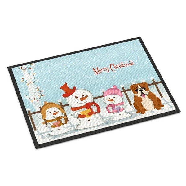 Carolines Treasures Merry Christmas Carolers English Bulldog Red White Indoor or Outdoor Mat, 24 x 0.25 x 36 in. BB2451JMAT - main